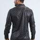 Mens Modern Fit Stretch Foil Fashion Black Shirt