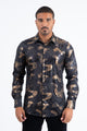 Mens Modern Fit Stretch Foil Fashion Black Shirt