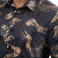 Black Modern Fit Stretch Foil Fashion Shirt Men