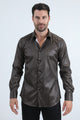 Mens Modern Fit Stretch Foil Fashion Black Shirt