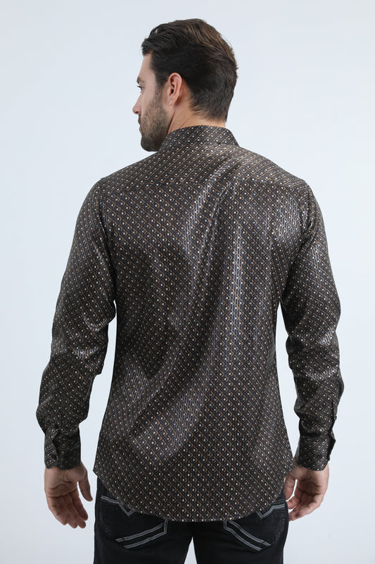 black executive stripe foil shirt men platini detail
