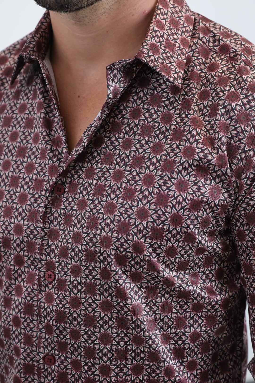 Mens Modern Fit Stretch Foil Fashion Black Shirt