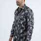 Mens Modern Fit Stretch Foil Fashion Black Shirt