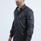 Mens Modern Fit Stretch Foil Fashion Black Shirt
