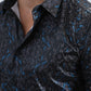 Mens Modern Fit Stretch Foil Fashion Black Shirt