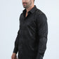 Mens Modern Fit Stretch Foil Fashion Black Shirt