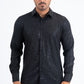 Black Modern Fit Stretch Foil Fashion Shirt Men