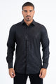 Mens Modern Fit Stretch Foil Fashion Black Shirt