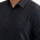 Black Modern Fit Stretch Foil Fashion Shirt Men
