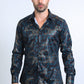 Mens Modern Fit Stretch Foil Fashion Black Shirt