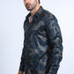Mens Modern Fit Stretch Foil Fashion Black Shirt