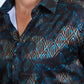 Mens Modern Fit Stretch Foil Fashion Black Shirt