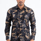 Black Modern Fit Stretch Foil Fashion Shirt Men
