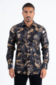 Mens Modern Fit Stretch Foil Fashion Black Shirt