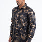 Black Modern Fit Stretch Foil Fashion Shirt Men