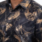 Black Modern Fit Stretch Foil Fashion Shirt Men