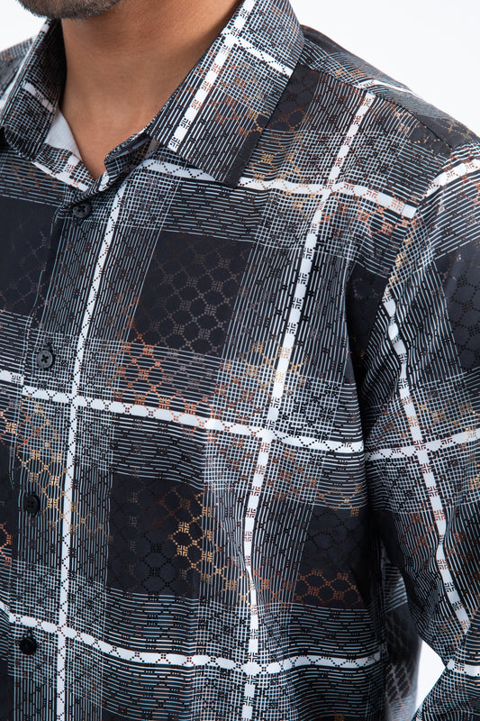 black grid line foil shirt platini