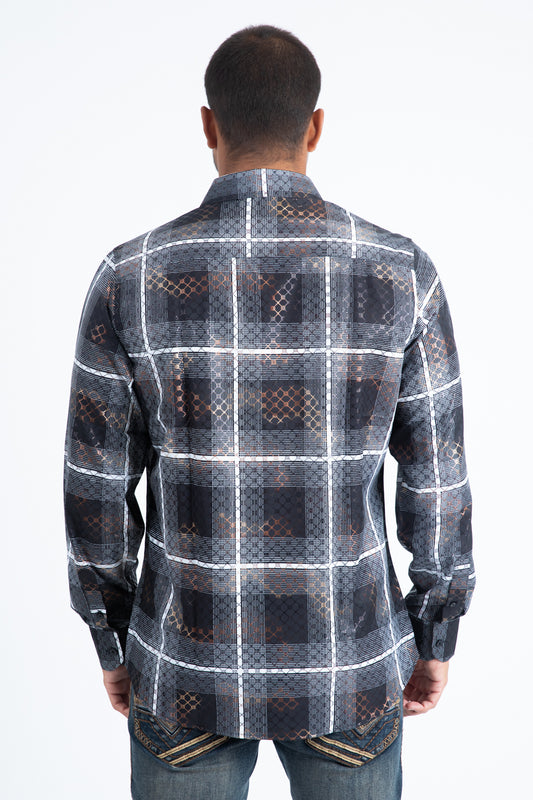 black grid line foil shirt platini
