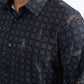 Mens Modern Fit Stretch Foil Fashion Black Shirt