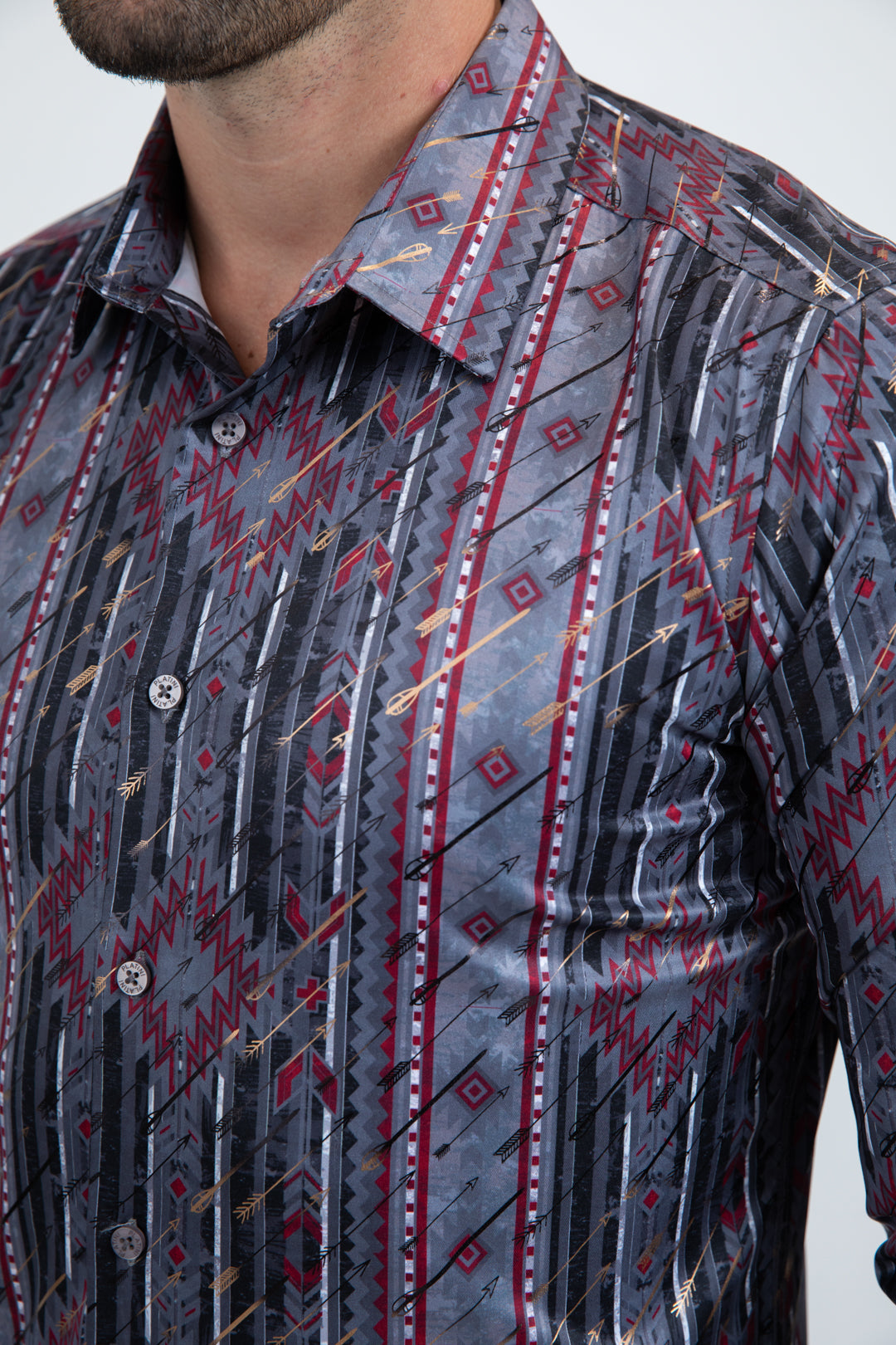 Mens Modern Fit Stretch Foil Fashion Black Shirt