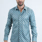 Mens Modern Fit Stretch Foil Fashion Blue Shirt