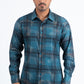 Mens Modern Fit Stretch Foil Fashion Blue Shirt