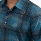 Mens Modern Fit Stretch Foil Fashion Blue Shirt