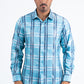 Mens Modern Fit Stretch Foil Fashion Blue Shirt