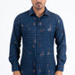 Mens Modern Fit Stretch Foil Fashion Blue Shirt
