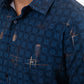 Mens Modern Fit Stretch Foil Fashion Blue Shirt
