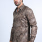 Mens Modern Fit Stretch Foil Fashion Brown Shirt