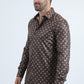 Mens Modern Fit Stretch Foil Fashion Brown Shirt