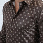 Mens Modern Fit Stretch Foil Fashion Brown Shirt