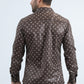 Mens Modern Fit Stretch Foil Fashion Brown Shirt