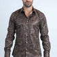Mens Modern Fit Stretch Foil Fashion Brown Shirt