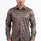 Brown Modern Fit Stretch Foil Fashion Shirt Men