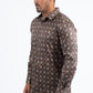 Brown Modern Fit Stretch Foil Fashion Shirt Men