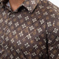 Brown Modern Fit Stretch Foil Fashion Shirt Men