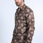 Mens Modern Fit Stretch Foil Fashion Brown Shirt