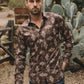 Mens Modern Fit Stretch Foil Fashion Brown Shirt