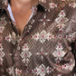 Mens Modern Fit Stretch Foil Fashion Brown Shirt