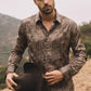 Mens Modern Fit Stretch Foil Fashion Brown Shirt