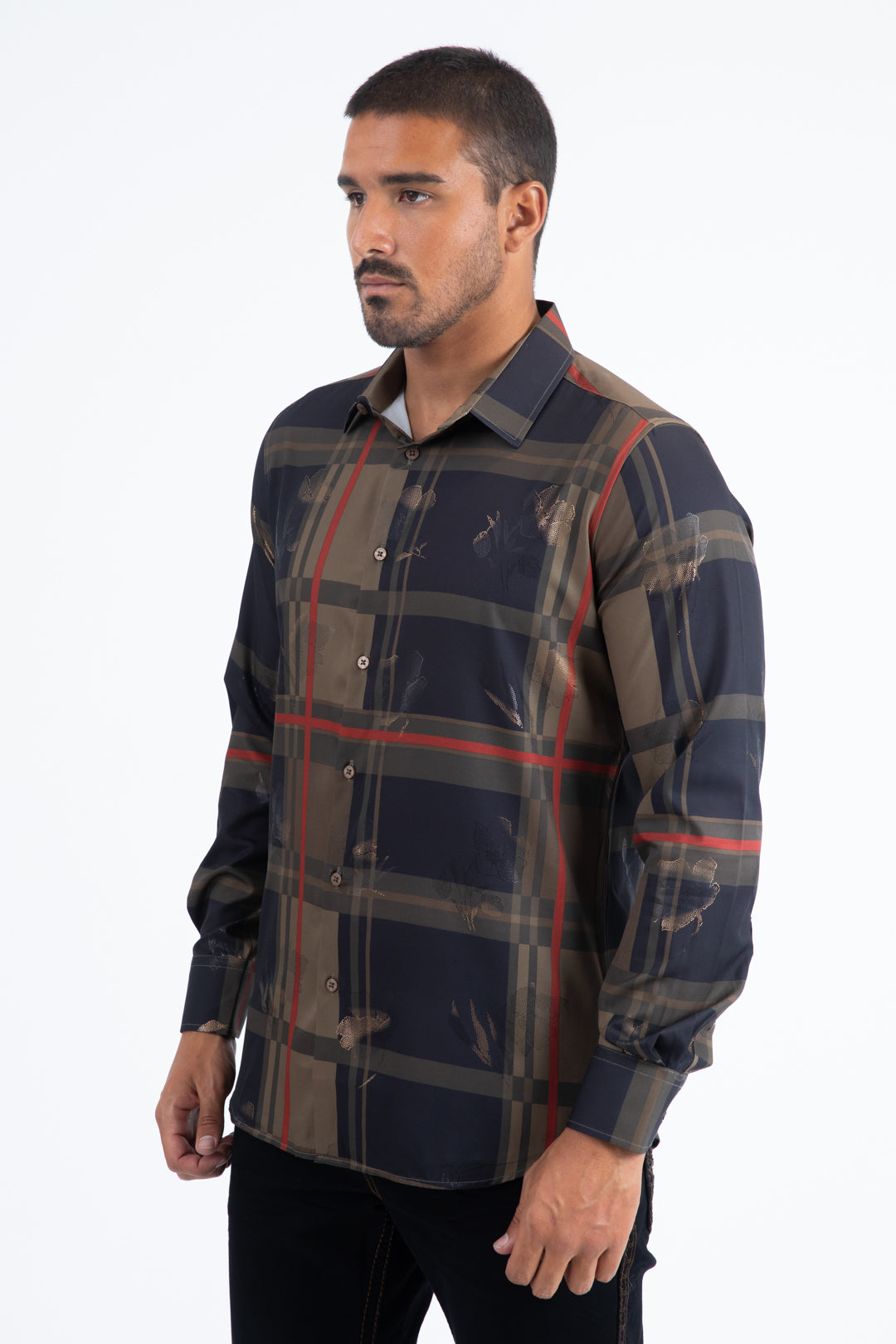 brown bold geometric foil shirt platini