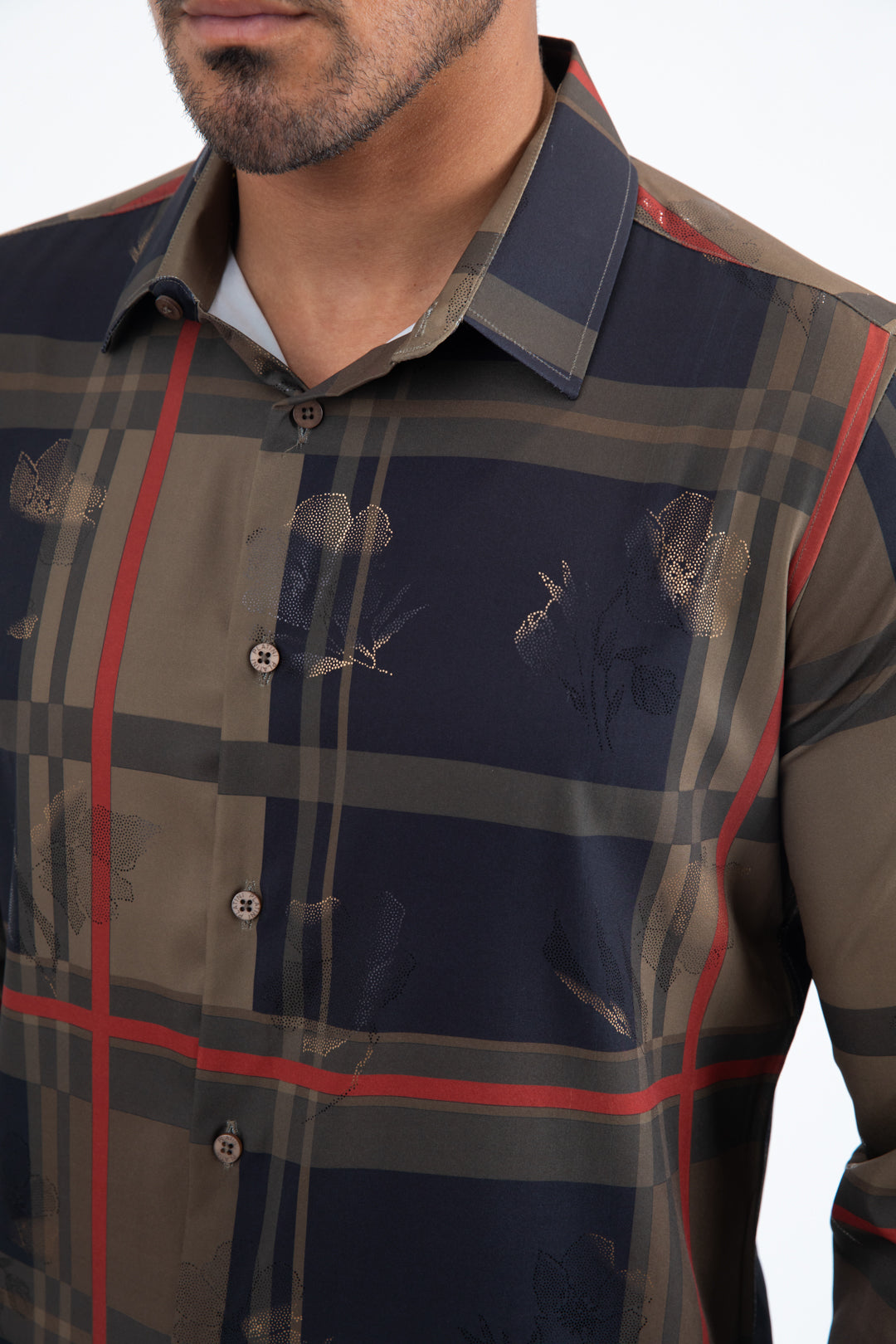 brown bold geometric foil shirt platini