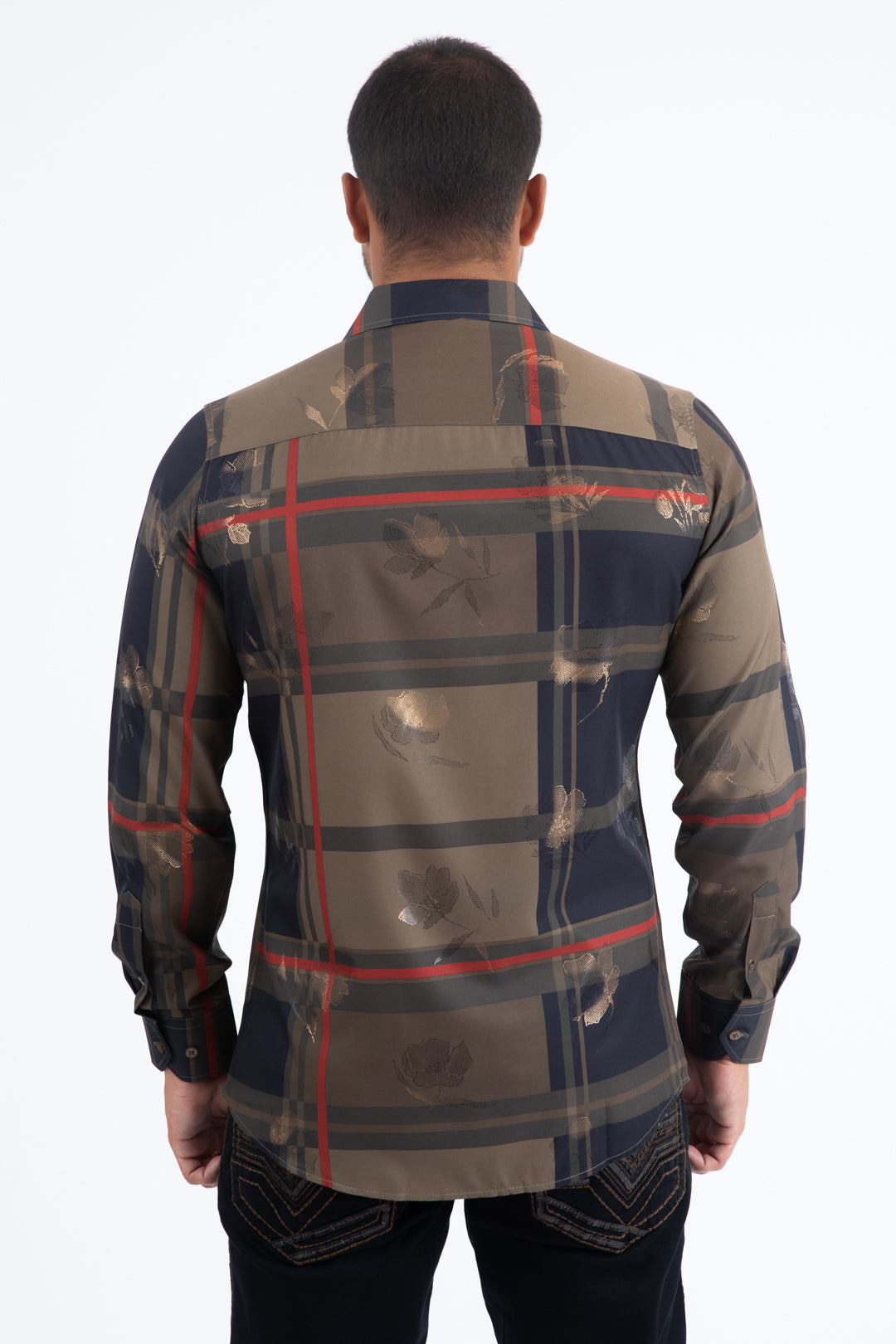 brown bold geometric foil shirt platini