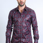 Mens Modern Fit Stretch Foil Fashion Burgundy Shirt