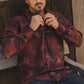 Mens Modern Fit Stretch Foil Fashion Burgundy Shirt
