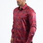 Mens Modern Fit Stretch Foil Fashion Burgundy Shirt