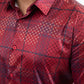 Mens Modern Fit Stretch Foil Fashion Burgundy Shirt