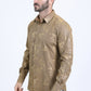 Mens Modern Fit Stretch Foil Fashion Gold Shirt